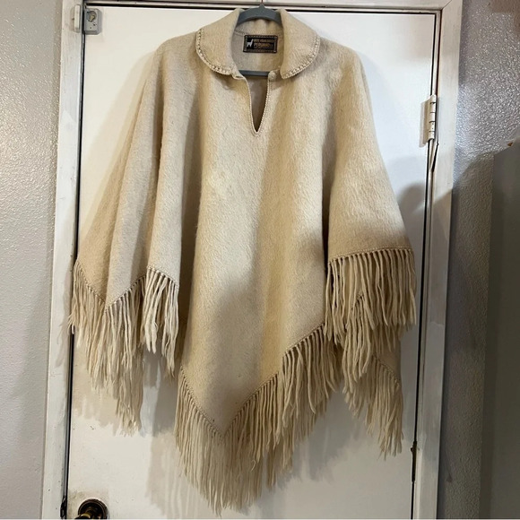 Arte Folklorico Peruano Alpaca Wool Poncho Cape Wrap Fringe Vintage Peruvian - Picture 1 of 9